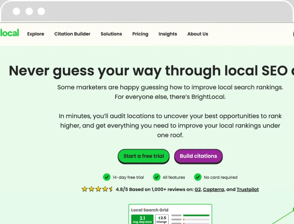 BrightLocal dashboard