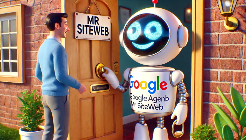 Robot agent Google sonnant à la porte d'un site web