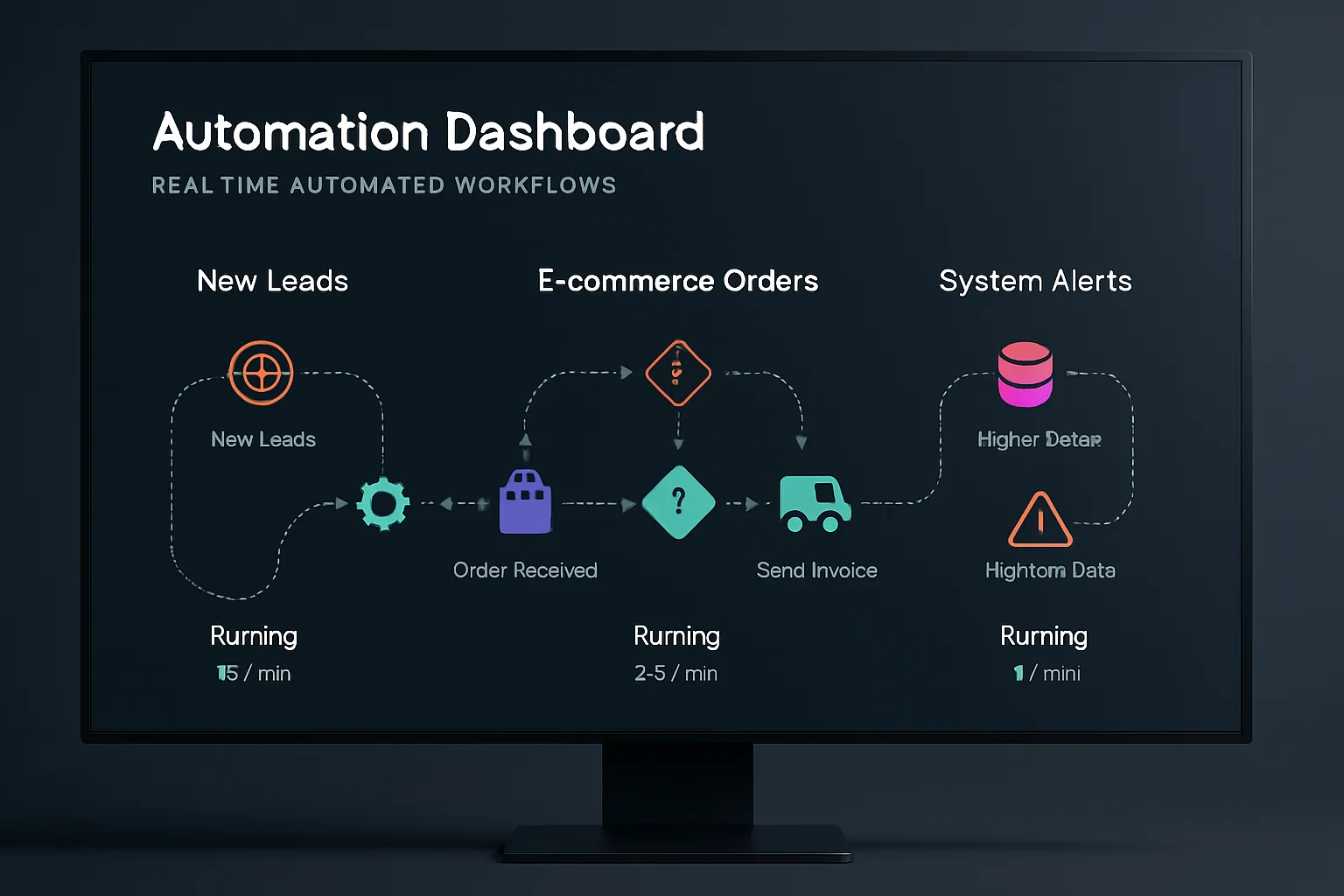 Tableau de bord montrant des cas concrets d'automatisation PME réalisés avec un n8n webhook.