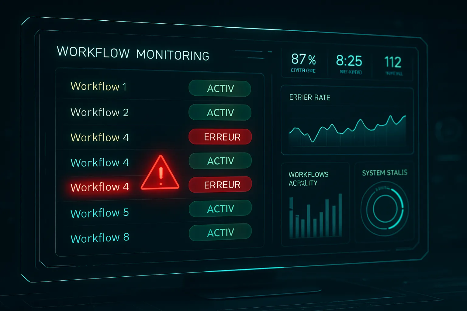 Tableau de bord pour gérer et monitorer les workflows n8n à distance via l'API pour un contrôle total