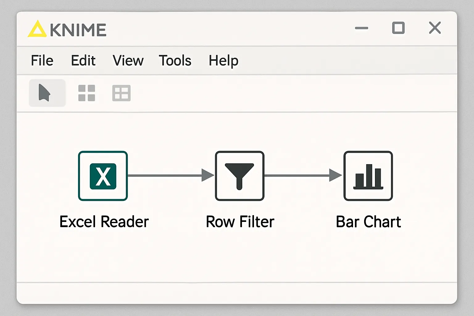 Tutoriel visuel en 3 étapes pour créer son premier workflow KNIME : importation de données, filtrage et visualisation des résultats