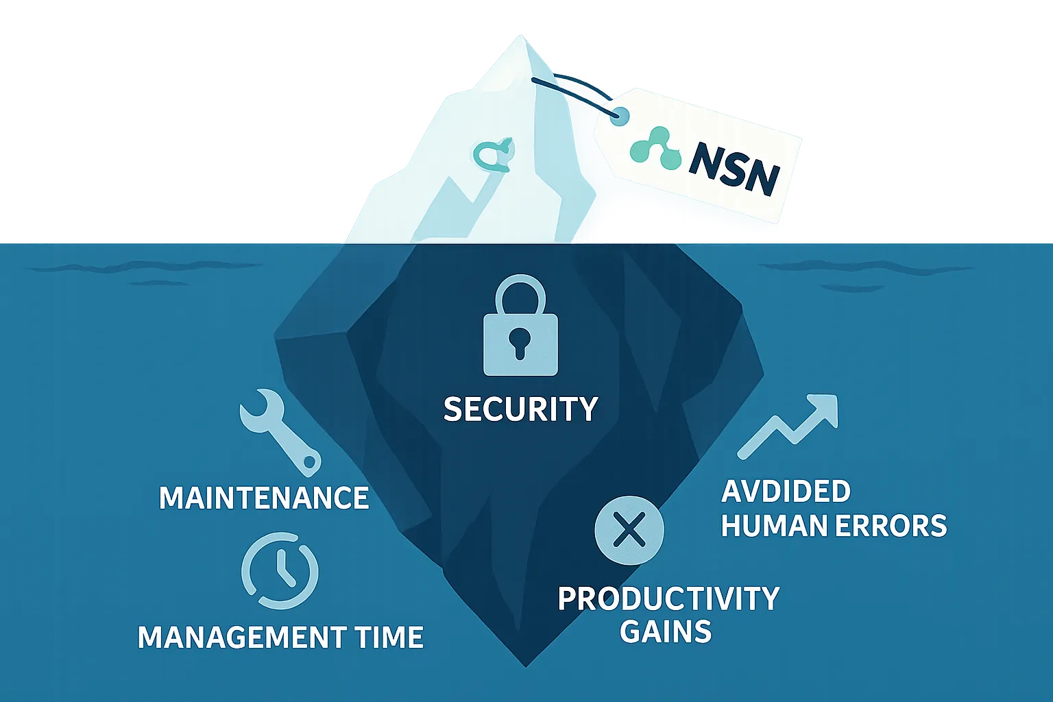 Iceberg illustrant le vrai coût de N8N, où le prix de la licence n'est que la partie visible